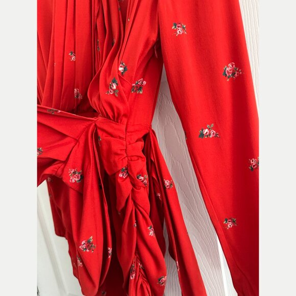 Magda Burtrym "San-Remo" Floral Print Dress in Red, size 34 (fits like size 0) - Picture 5 of 9